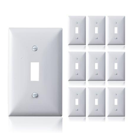 Faith Standard Size 4.53in X 2.76in Polycarbonate Thermo Plastic Light Switch Plates, 1-Gang, White, 10PK TWP1-WH-10